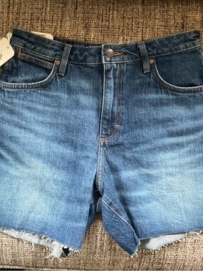 Wrangler Dark Blue Denim High-Rise Cowboy Shorts